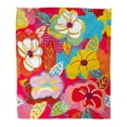 thumbnail image 1 of NUDECOR Semtomn Decorative Throw Blanket 50x60 Inches Red Pop Floral Blue Flower Pattern Drawing Multicolor Paint Warm Flannel Soft Blanket for Couch Sofa Bed, 1 of 1