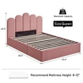thumbnail image 3 of Upholstered Bed Frame with Palm-Shape Headboard, 750N Hydraulic Lift Storage Bed with Soft Velvet Fabric, 14 Wooden Slats, 8.26" Under-Bed Storage Space, Noise-Free Design, Available in Pink, Queen, 3 of 4
