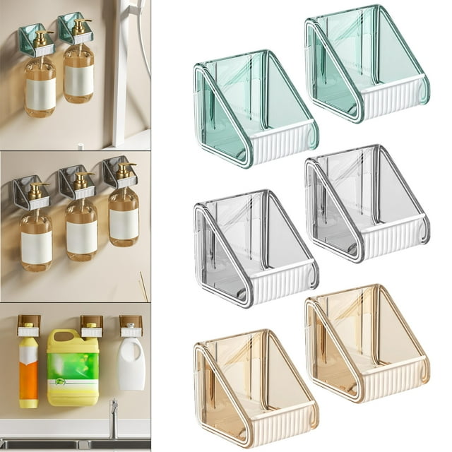 Estante de pared para gel de ducha sin perforaciones, de plástico, para colgar detergentes. Ideal para organizar el baño. 2 unidades. 6,3 x 6,7 x 6,5 cm. Marr Rkxzt