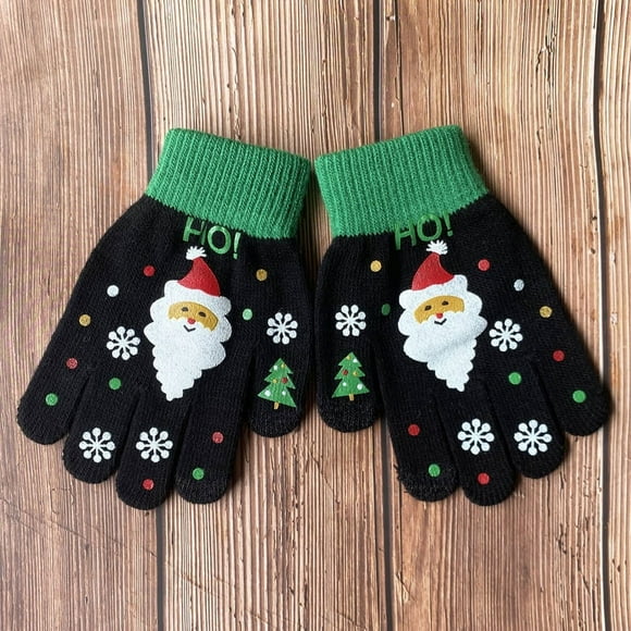 Guantes navideños de invierno para mujer, con pantalla táctil, para niños, con dibujos animados, tejidos