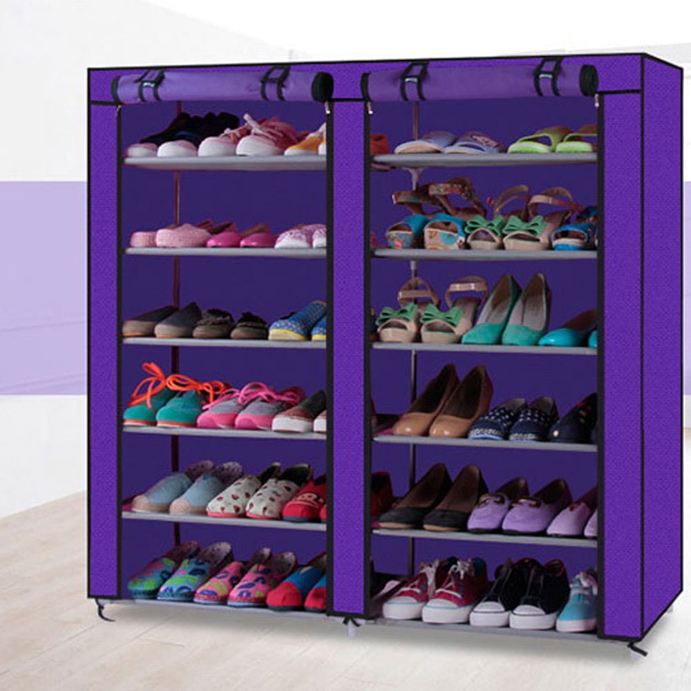 UBesGoo 36Pairs Portable Shoe Rack Double Row with Nonwoven Fabric