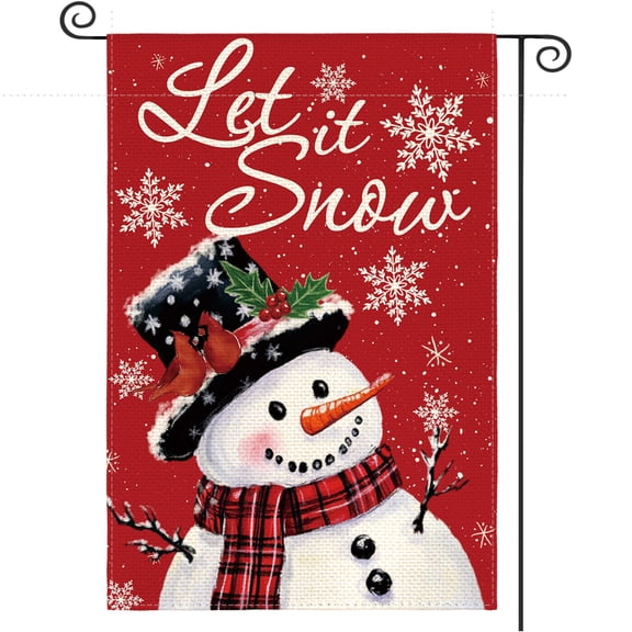 Sm:)e Christmas Garden Flag 12 x 18 Inch, Winter Let It Snow Snowman Flags Double-Sided