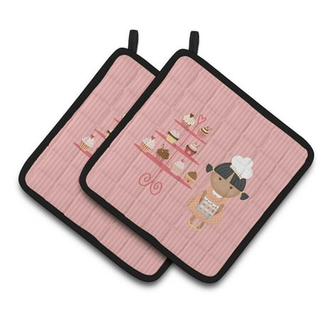 

Caroline s Treasures Cupcake Baker African Pink Pair of Pot Holders