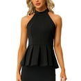 thumbnail image 1 of INSPIRE CHIC Blouse à Basque Plissée d'Été pour Femme Sans Manches à Encolure Licou pour la Plage TP Noir, 1 of 6