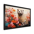 thumbnail image 2 of Designart "Otter in Floral Blooms II" Animals Framed Wall Art Decor - Modern Red Otter Living Room Framed Canvas Art, 2 of 6