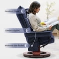 thumbnail image 2 of Mcombo Swivel Recliner with Ottoman, Massage TV Chairs with Neck Pillow and Side Pocket for Living Reading Room, Chenille Fabric 4188, 2 of 10