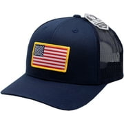 American Flag Snapback Trucker Mesh Gold Border Navy/Navy