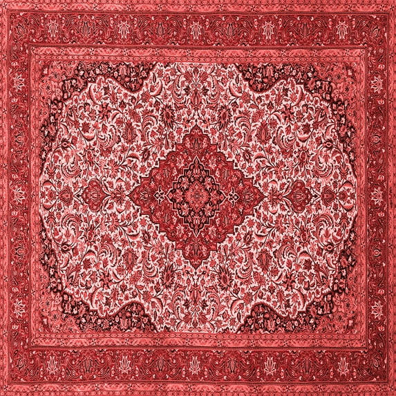 Ahgly Company Indoor Square Medallion Red Traditional Area Rugs, 8' Square