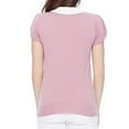 thumbnail image 3 of YEMAK Women's Classic Contrast Collar Short Sleeve Knit Pullover Sweater MK3591-HON/PUP-S, 3 of 5