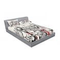 thumbnail image 3 of Ambesonne Retro Fitted Sheet & Pillow Sham Set, Beats in New York Night, Twin, Red Black Ecru, 3 of 3