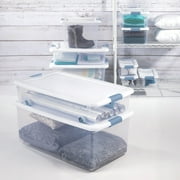Sterilite Plastic Storage Bins Latching - Stackable with Lid - 12 Pack, 32 Quart