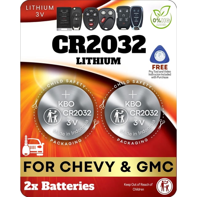 Batería De Llavero Cr2032 Para Chevy (Paquete De 2) – Reemplazo Remoto Oem Para Chevy Tahoe Suburban Trax Equinox Silverado Y Gmc Yukon Acadia Terrain Sierra El Embalaje Puede Variar (Hyq1Aa Hyq1Ea)