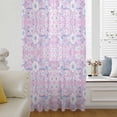 thumbnail image 6 of Pink Blue Floral Sheer Curtains 72 Inches Long, Vintage Pastoral Botanical Leaves Light Filering Curtains, Breathable Simi Curtain Privacy Drapes for Living Room Bedroom Lightweight Window Treatment, 6 of 9