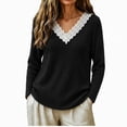 thumbnail image 5 of Tops for Women Lace V-Neck Soft Long Sleeve Ribbed Knit Pullover Casual Fall Winter Shirt, 5 of 7