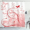 thumbnail image 1 of Ambesonne Orange and Pink Shower Curtain, Swirls Lines, 69"Wx84"L, Vermilion and Pale Pink, 1 of 3
