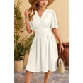 thumbnail image 5 of Women'S Dress 2025 Summer Deep V Neck Elegant Ruffle Mini Dress Waist Dresses White XL, 5 of 8