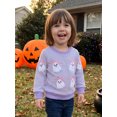 thumbnail image 4 of RUINIXCW Toddler Baby Girl Halloween Sweatshirt Adorable Long Sleeve Ghost Embroidery Striped Pullover for Daily Party Wear, 4 of 8