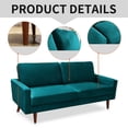 thumbnail image 4 of Pemberly Row Contemporary 70" Square Arm Velvet Sofa in Teal Blue, 4 of 7