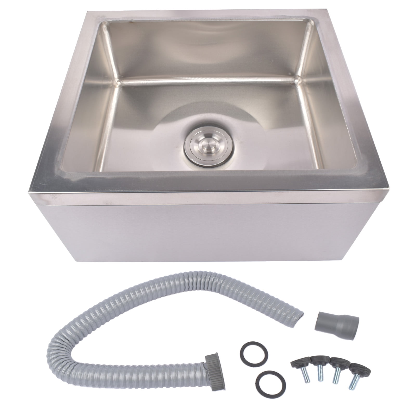 GELUOXI Commercial Mop Sink 24x24x13in without Backsplash, Stainless Steel Utility Mop Basin with Drain Assembly Wall-Mounted Deep Tub for Restaurant/Hospital