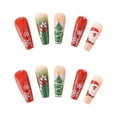 thumbnail image 3 of JYYYBF Christmas Press on Nails 24Pcs Long Fake Nails Stick On Square Nails with Snowflake Santa Candy Cane Design, 3 of 8