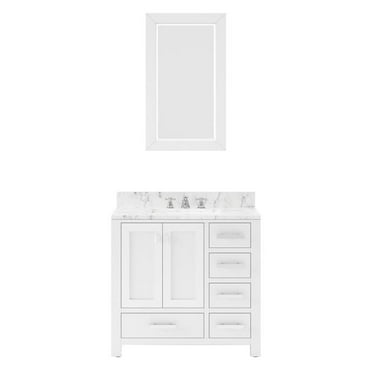 Water Creation Madison 36" Wood Single Bathroom Vanity in Pure White and Chrome