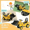 thumbnail image 4 of HOMCOM Ride On Bulldozer, Pull Cart Kids Sit & Scoot Construction Toy with Horn, Storage, Shovel for Sand and Snow, Ages 3 Years Old, 4 of 10