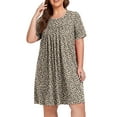 thumbnail image 3 of Cueply Women's Plus Size Nightgown Short Sleeve Sleepshirt Crewneck Nightshirt Nightdress 1X-4X, 3 of 7
