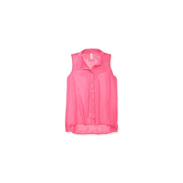 Camisa con botones Aeropostale de gasa transparente Color sólido para mujer 675 XS