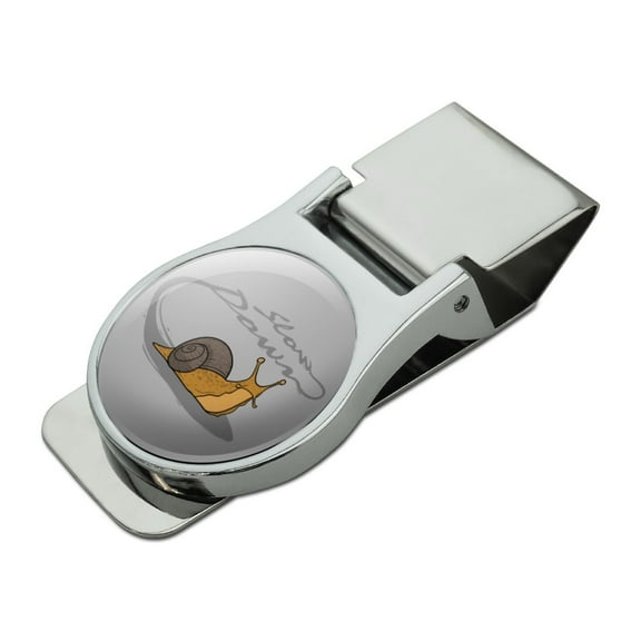 Snail Trail Slow Down Satin Chrome Plated Metal Money Clip