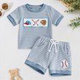 thumbnail image 2 of Toddler Boy Outfits Embroidered Baby Boy Summer Clothes Short Sleeve Round Neck T Shirt Soft Cotton Shorts Set Toddler Blue 2-3 Years, 2 of 8
