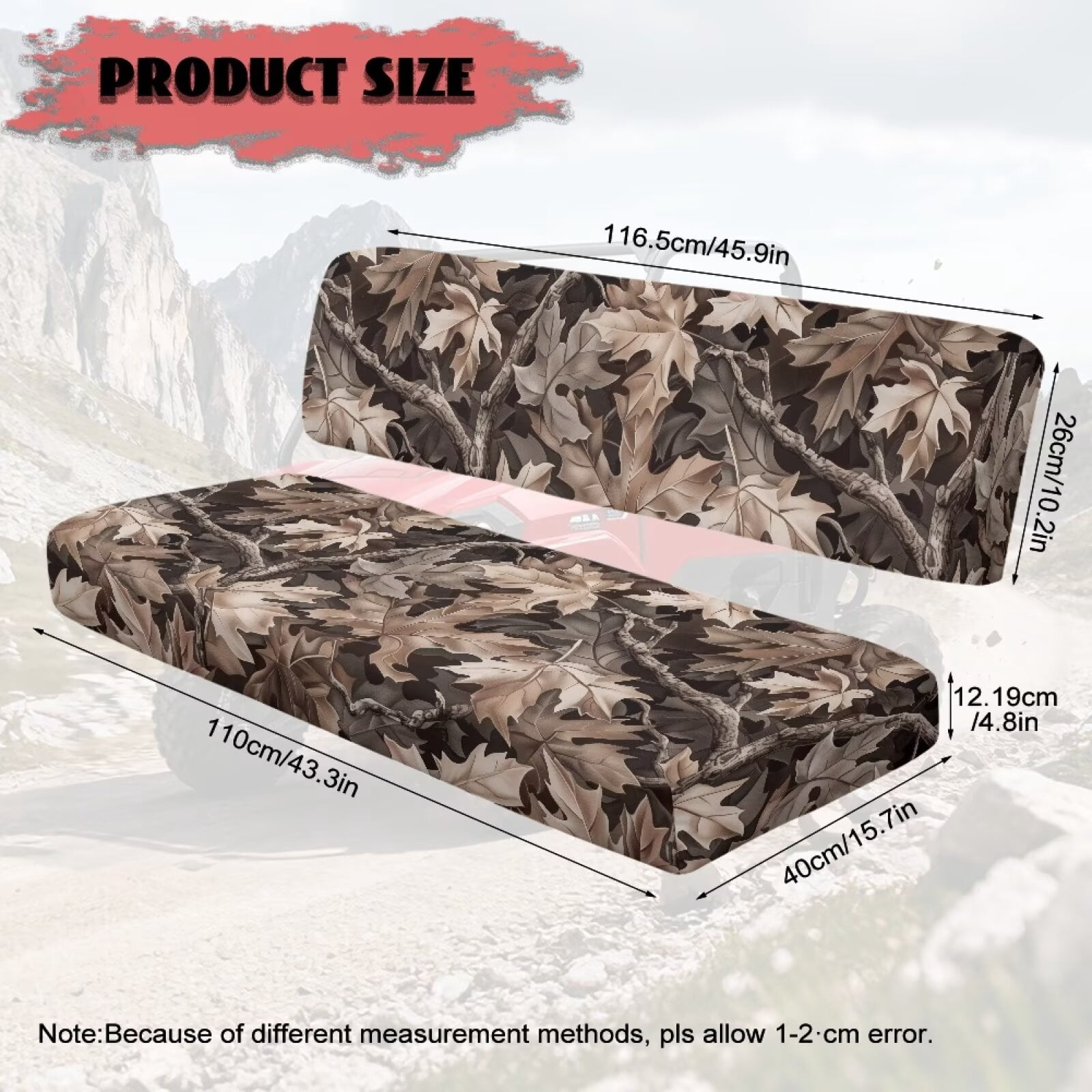 XYZCANDO Brown Camo Forest UTV Seat Covers Compatible with Kawasaki Mule 4000 Set of 2 Replacement UTV Seats Accessories Easy-Clean Bench Seat Covers Accessories Anti-Slip