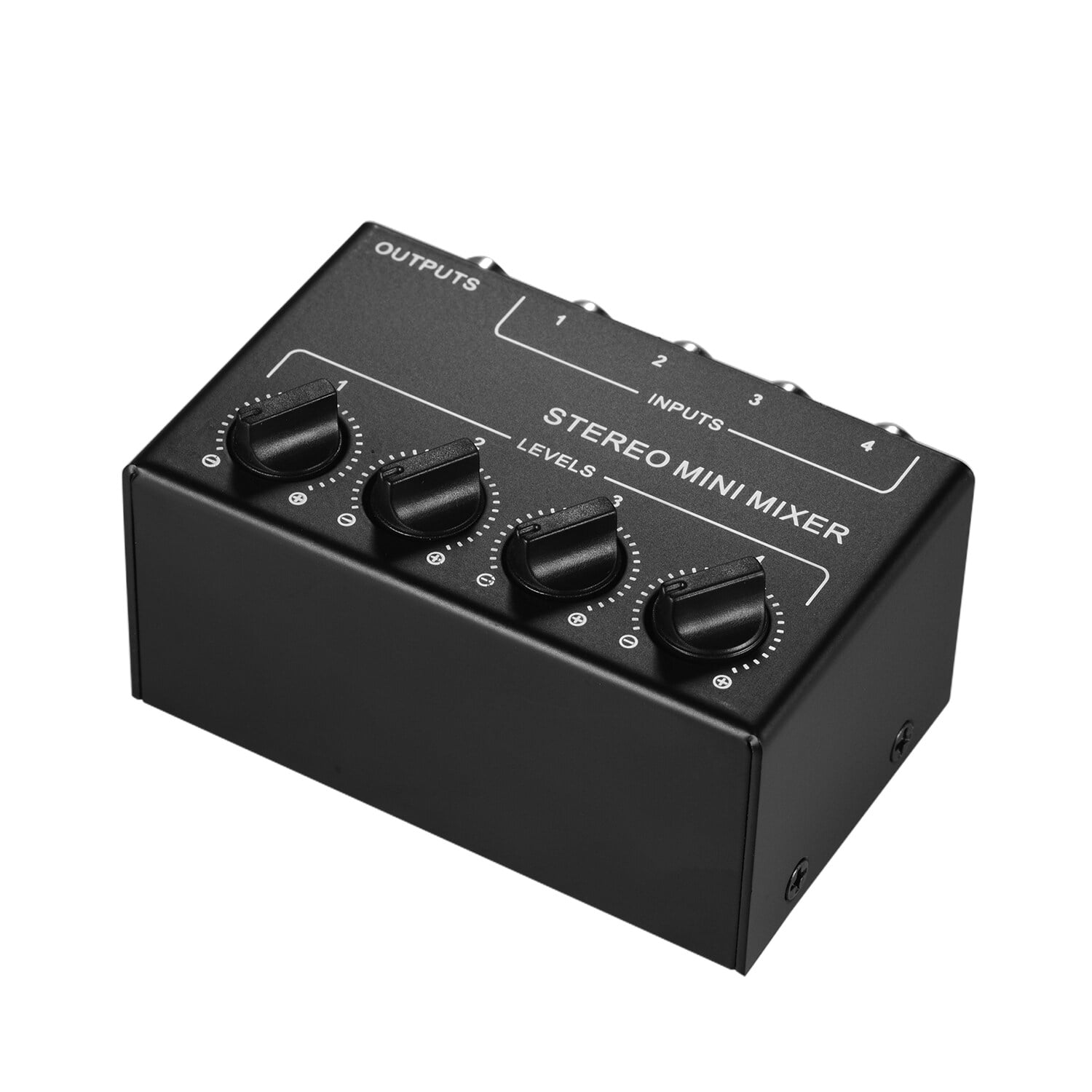 PEPISKY Mini Stereo Audio Mixer with 4-Channel RCA Inputs Separate Volume Controls Full Metal Shell