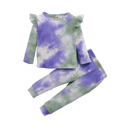 

NZRVAWS Baby Girls Outfits 12 Months Girls Tie-dye Top 18 Months Girls For Fall Winter Pants 2Pcs Clothes Set Purple