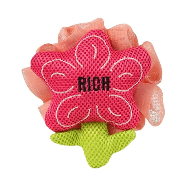 Baby Bath Mitt, Exfoliating Function, Polyester+PE Material, White/Red Color, 1 Piece, Soft and Skin-Friendly