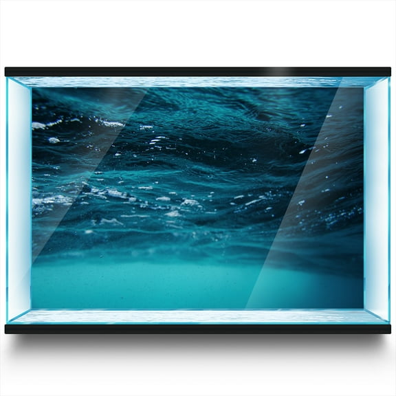 Aquarium Background Stickers - Underwater Wave Light Blue - for 5-60 Gallon Fish Tanks Reptile Terrarium Decor
