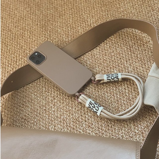 Funda de teléfono suave y sólida con cordón cruzado para iPhone 13 MiNi 12 11 Pro Max 14 Pro XS XR X 8 7 Plus SE3, funda de silicona con correa de Corea Tan Jianjun unisex