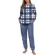 thumbnail image 4 of Conjunto de pijama informal de invierno para mujer, de doble cara, con cuello redondo estampado, manga larga, top anudado a mano, pantalones con cordón ajustable, ropa de casa, blusa de poliéster., 4 of 7
