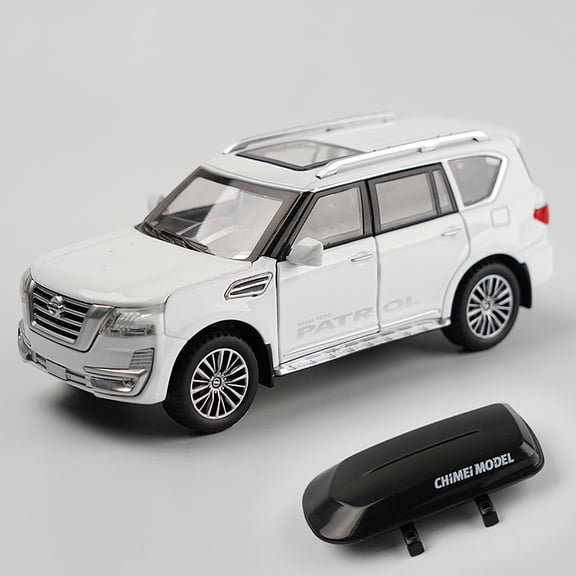 1:32 Nissan Patrol Alloy Diecast Y62 Toy Car Model With Travel Rack Sound And Light Pull Back Vehicle Collection Children's Toys