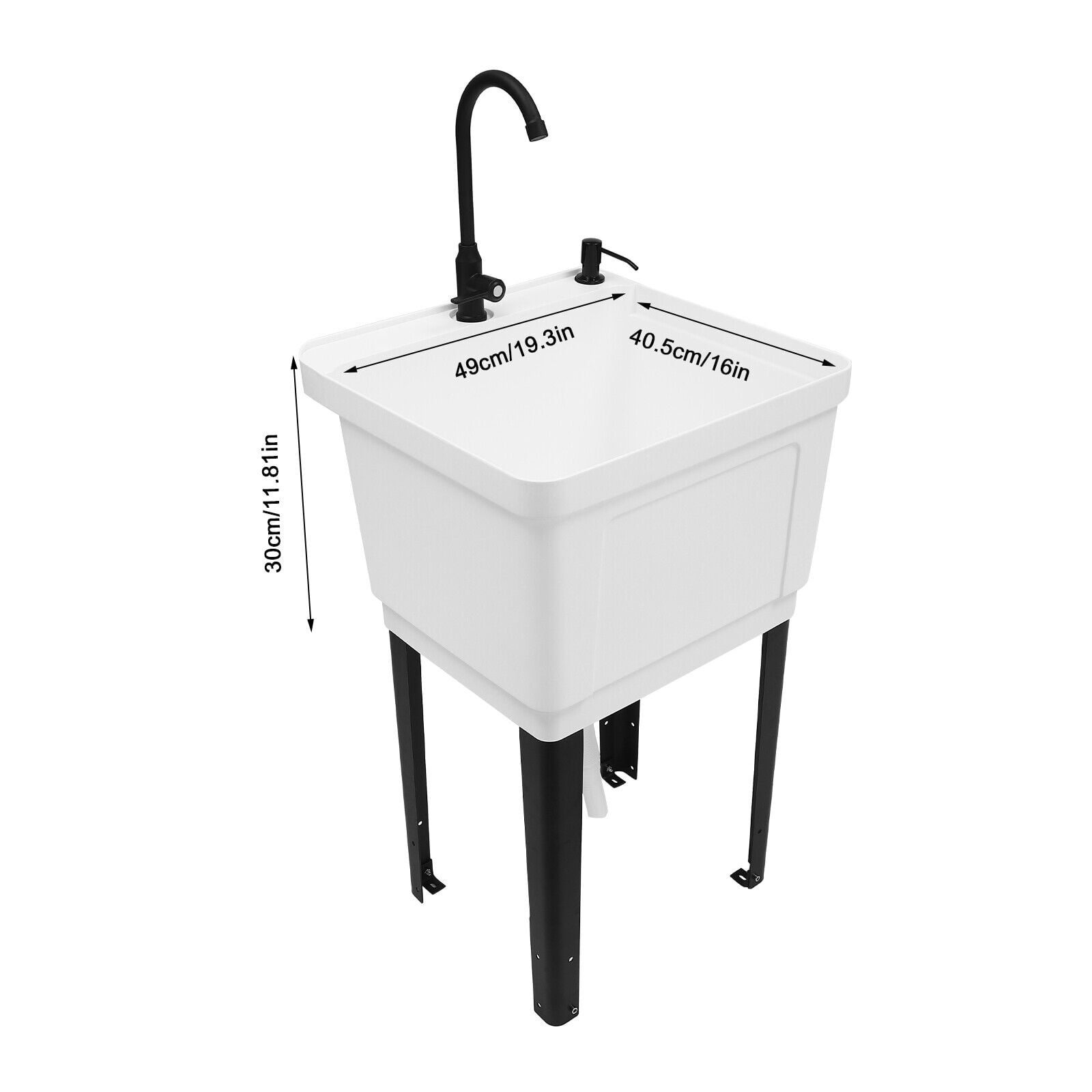 Freestanding Laundry Sink Wash Tub Basement Worksite Basin Utility Sink & Faucet