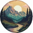 thumbnail image 2 of Spare Tire Cover for RV Camper Trailer Mountains Forest Nature Sunset Scenery, Weatherproof Universal Wheel Cover for RV Travel Trailer Camper Truck, 2 of 10
