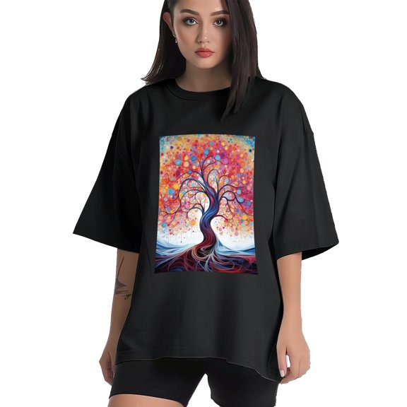 Plus Size Shirt for Women Black Tops for Women Short Sleeves Shirt for Women Trees 13 T Shirt Crewneck Shirt for Women XS