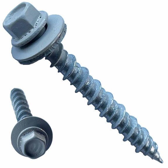 Metal Roofing Screws - #10 x 1.5” – Self Tapping Hex Head with EPDM Rubber Washer – for Metal to Wood, Corrugated Roofing, Siding, Sheds, Pancake Screw - ¼” Hex Drive Easy Installation - Grey (1000)