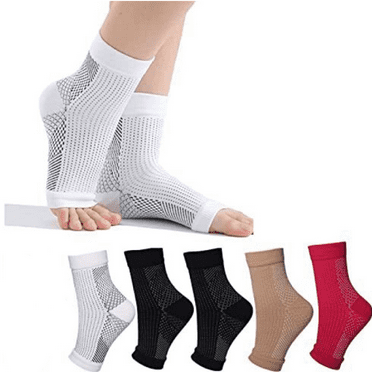 TELOLY 5 Pieces Ankle Brace for Outdoor,Compression Fitness Plantar Fasciitis Relief Sleeve, Breathable Plantar Fasciitis Brace