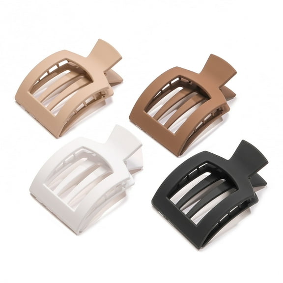 4 PCS Flat Hair Clips, Medium Square Flat Claw Clips for Women Girls, French Strong Hold Non-slip Hair Clips for Thick Thin Hair, Stylish Classic Hair Barrettes(Neutral Matte)
