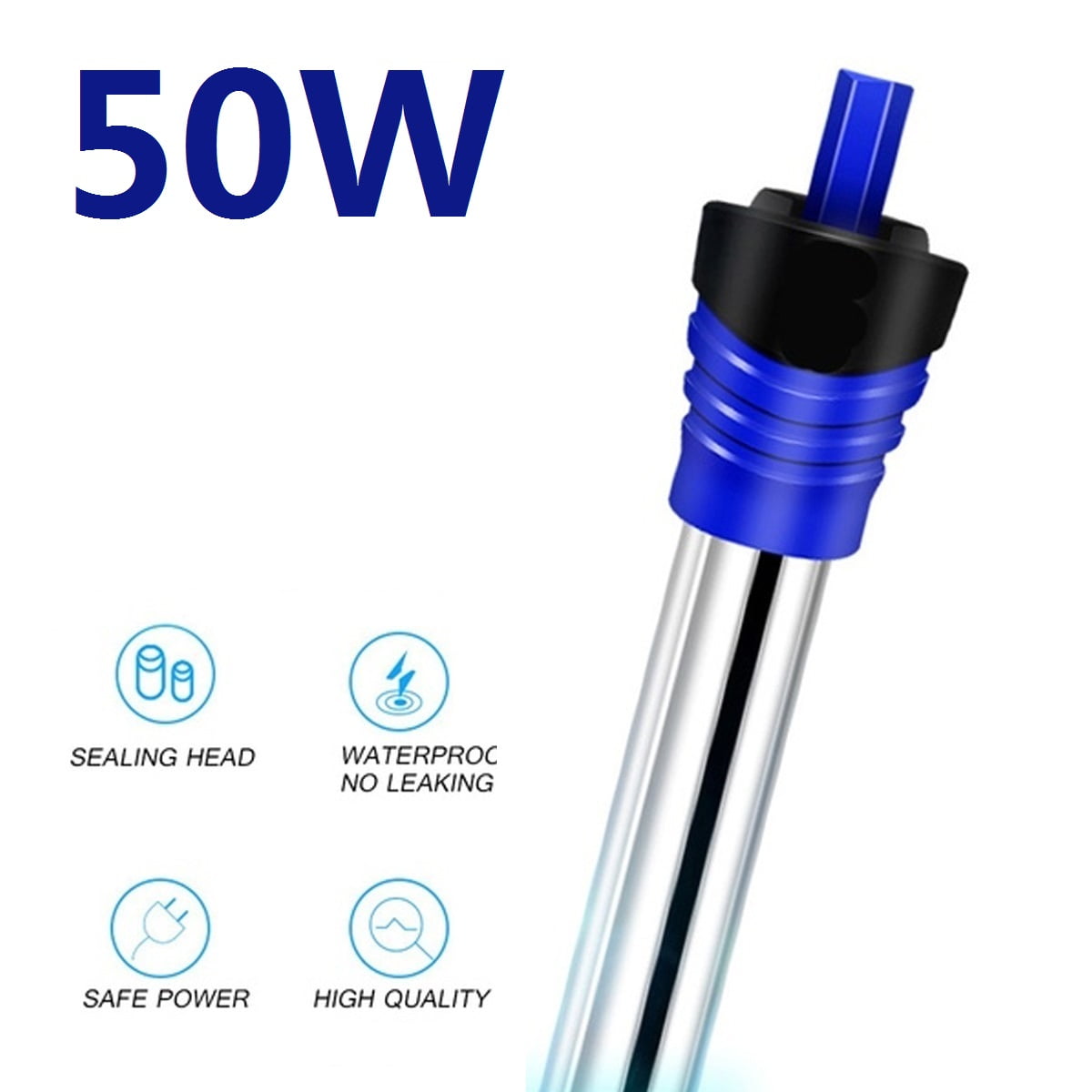 Adjustable Submersible Aquarium Heater Fish Tank Water Heating Rod, 50