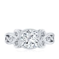 thumbnail image 5 of Rosec Jewels Moissanite Cushion Cut Engagement Ring 3 Carat - Vintage Style Ring - 8 mm - D-VS1 Quality Certified, 14K White Gold, US 12.50, 5 of 9
