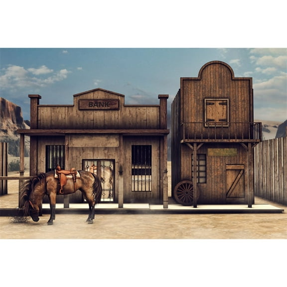 Cowboy Birthday ration Backdrop Photography Custom Boys Town Street Wood Zon Farm Party Photocall Booth Background