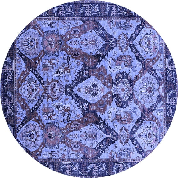 Ahgly Company Indoor Round Oriental Blue Industrial Area Rugs, 6' Round