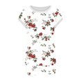 thumbnail image 4 of Two Piece Outfits for Women Summer Floral Printed Crew Neck Short Sleeve Tops and Shorts Set Sleep Loungewear (2XL, White 01), 4 of 5