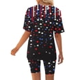 thumbnail image 5 of Pounoo Women's 2 Piece Outfits Knit Sets Independence Day Style Lightweight Breathable V Neck Short Sleeve Star Print Top And Biker Shorts Gift, 5 of 6
